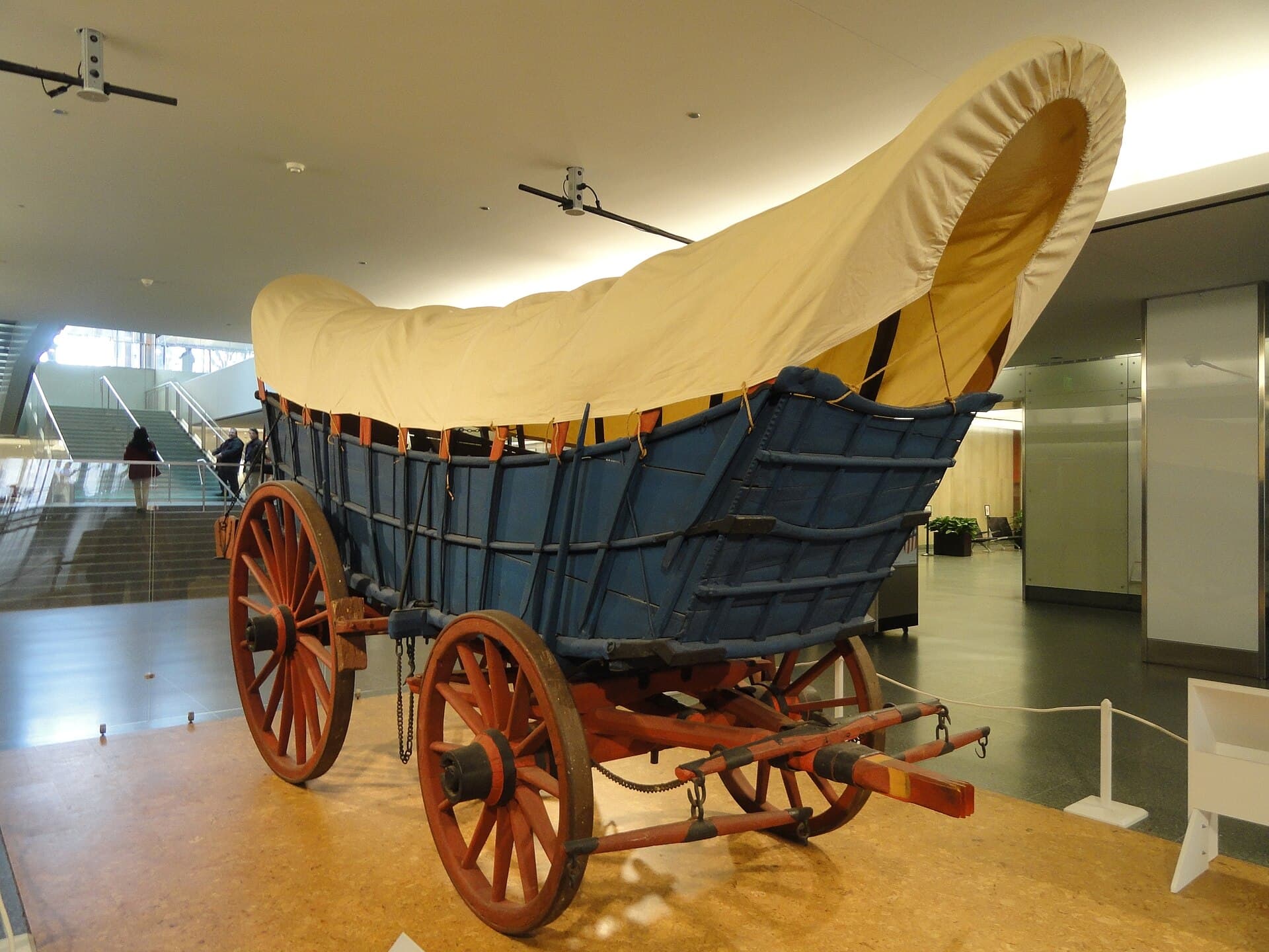 A restored mid-19th-century Conestoga wagon on display at the Smithsonian.